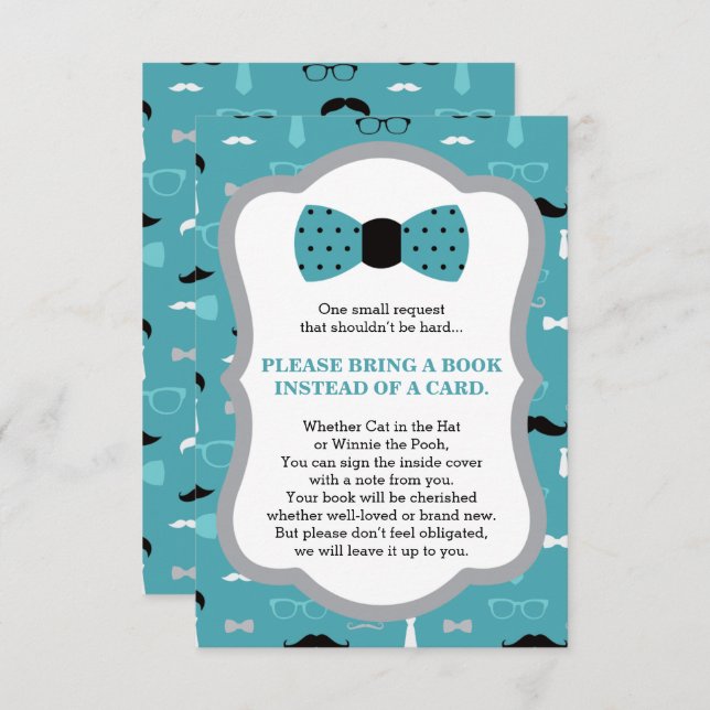 Bring A Book Card, Little Man, Baby Shower Invitation (Front/Back)