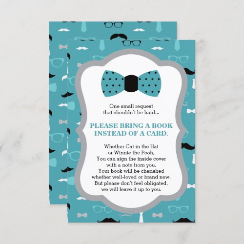 Bring A Book Card Little Man Baby Shower Invitation
