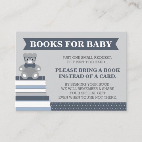 Bring A Book Card Little Man Teddy Bear Enclosure Card