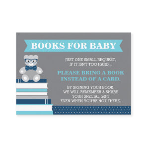 Bring A Book Card, Little Man, Teddy Bear Enclosure Card