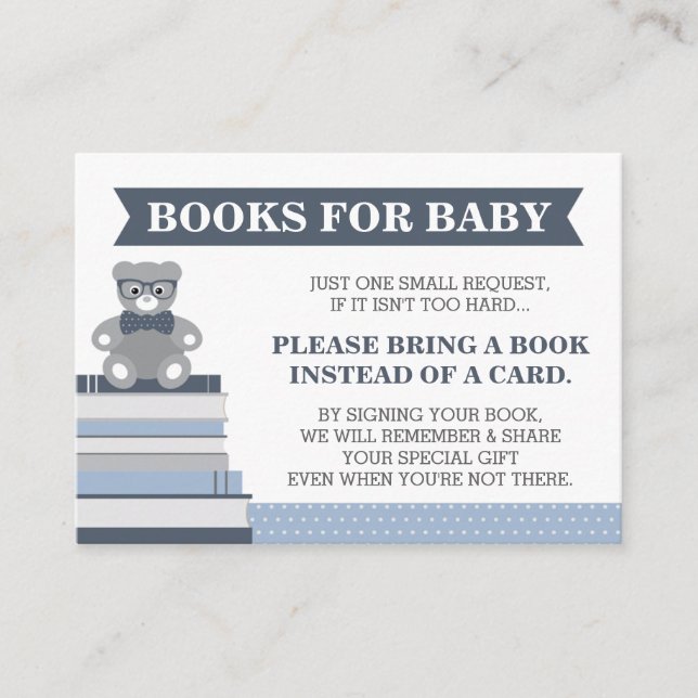 Bring A Book Card, Little Man, Teddy Bear Enclosure Card (Front)