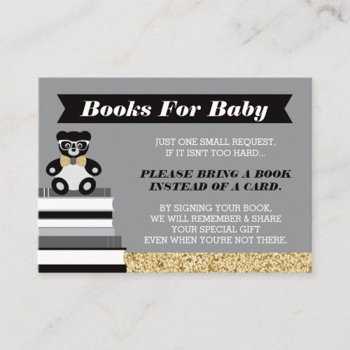Bring A Book Card Little Man Teddy Bear Enclosure Card