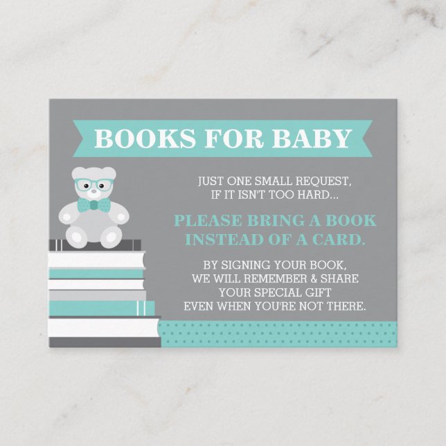 Bring A Book Card, Little Man, Teddy Bear Enclosure Card (Front)