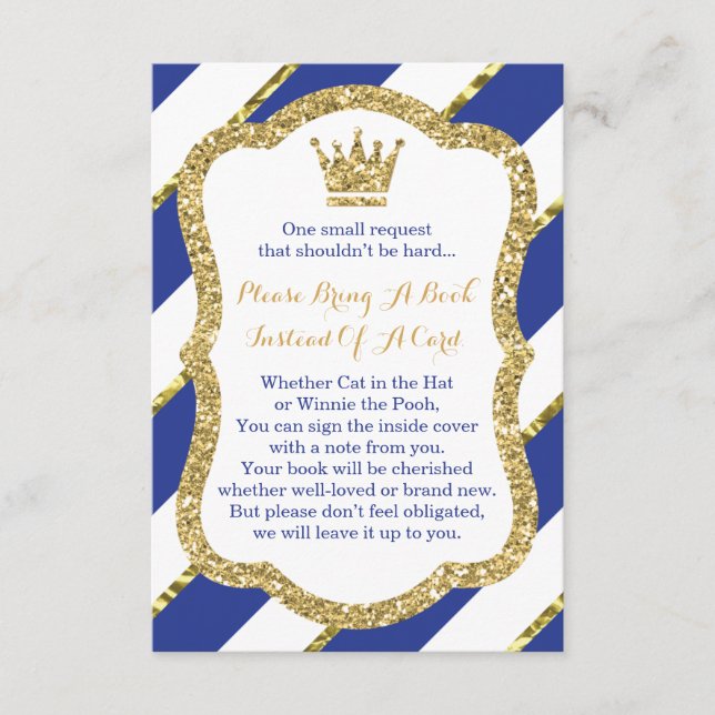 Bring A Book Card, Little Prince, Faux Glitter Enclosure Card (Front)