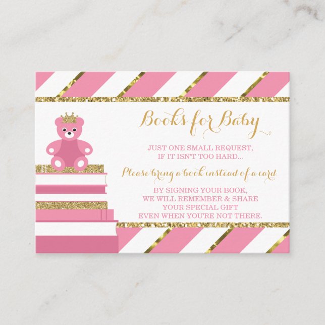 Bring A Book Card, Little Princess, Faux Glitter Enclosure Card (Front)