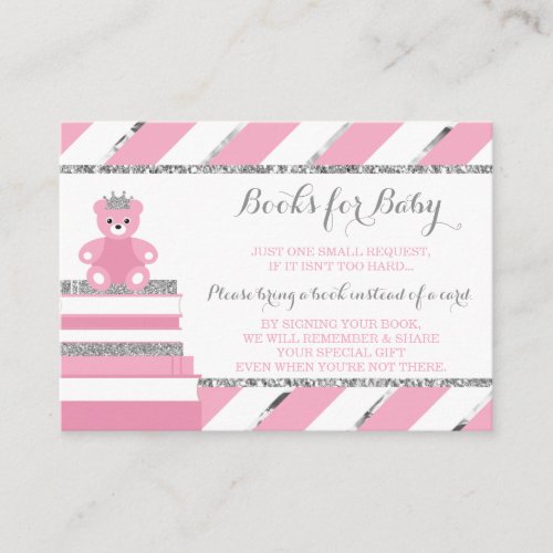 Bring A Book Card Little Princess Faux Glitter Enclosure Card