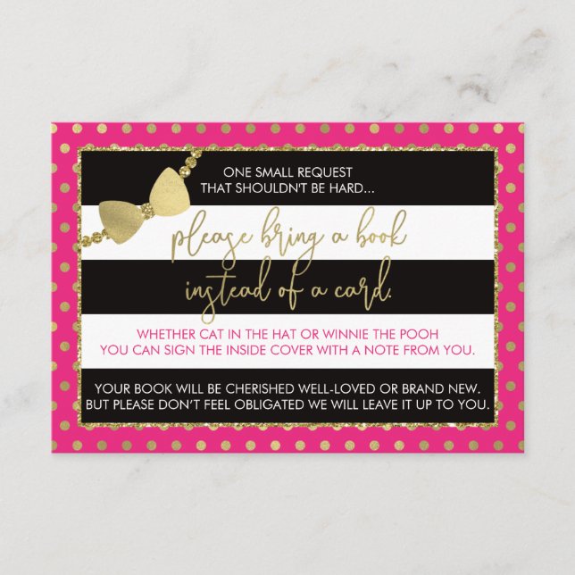 Bring A Book Card, Oh Baby, Faux Glitter/Foil Enclosure Card (Front)