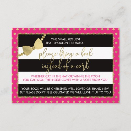 Bring A Book Card Oh Baby Faux GlitterFoil Enclosure Card