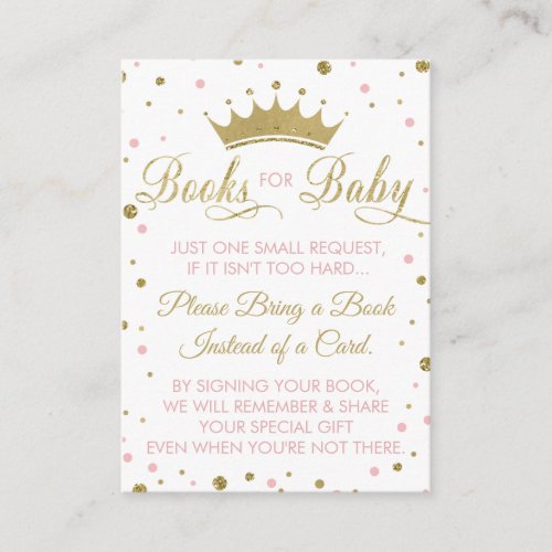 Bring A Book Card Princess Baby Shower Enclosure Card