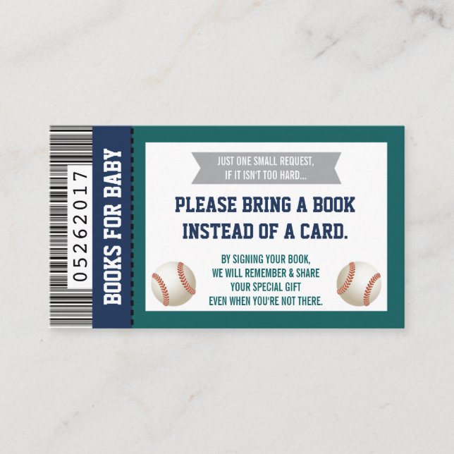 Bring A Book Card, Sports Ticket, Baby Shower Enclosure Card (Front)