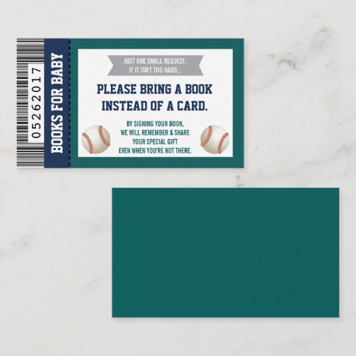 Bring A Book Card, Sports Ticket, Baby Shower Enclosure Card Zazzle