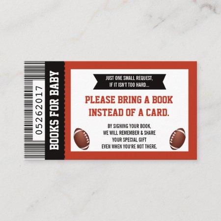 Bring A Book Card, Sports Ticket, Baby Shower Enclosure Card