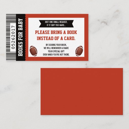Bring A Book Card, Sports Ticket, Baby Shower Enclosure Card Zazzle