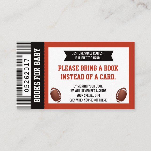 Bring A Book Card, Sports Ticket, Baby Shower Enclosure Card (Front)