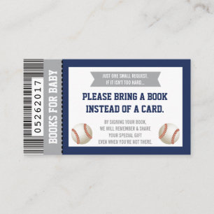 Bring A Book Card, Sports Ticket, Baby Shower Enclosure Card