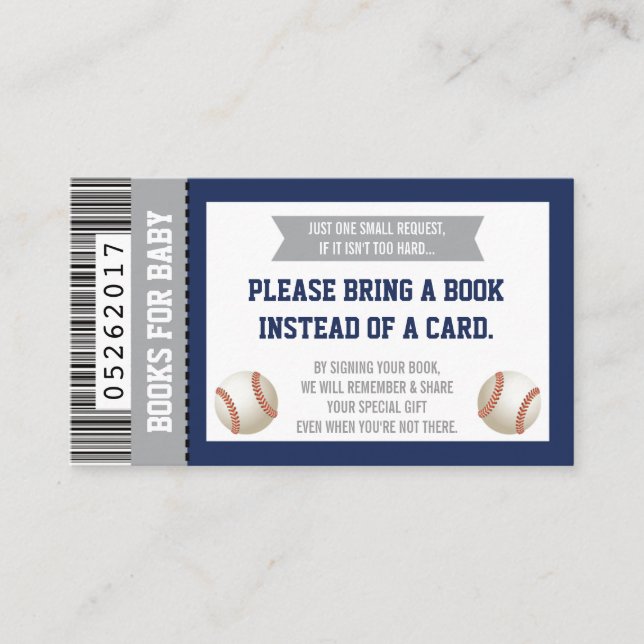 Bring A Book Card, Sports Ticket, Baby Shower Enclosure Card (Front)