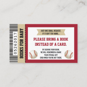 Bring A Book Card, Sports Ticket, Baby Shower Enclosure Card