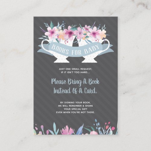 Bring A Book Card Tea Party Baby Shower Enclosure Card