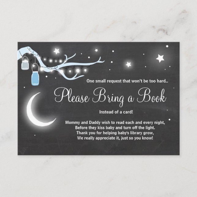 Bring a book card To the moon and back Baby Shower (Front)
