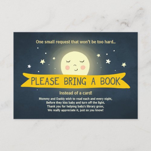 Bring a book card To the moon and back Baby Shower