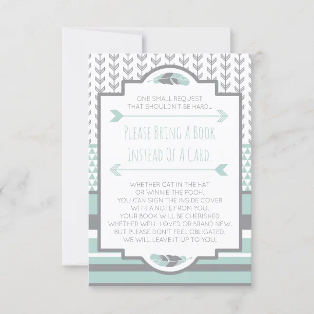 Bring A Book Card, Tribal, Aztec, Baby Shower Invitation | Zazzle