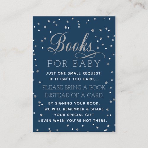 Bring A Book Card Twinkle Star Baby Shower Enclosure Card