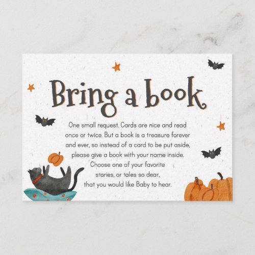 Bring a book card with cute Halloween theme