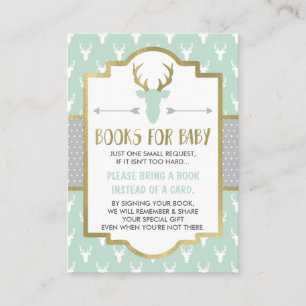 Bring A Book Card, Woodland Deer, Baby Shower Enclosure Card
