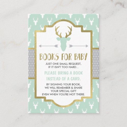 Bring A Book Card Woodland Deer Baby Shower Enclosure Card