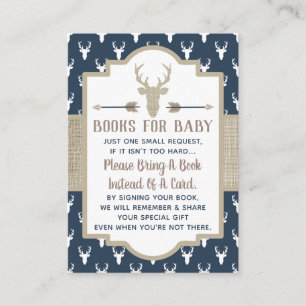 Bring A Book Card, Woodland Deer, Baby Shower Enclosure Card