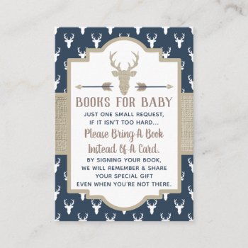 Bring A Book Card  Woodland Deer  Baby Shower Enclosure Card by DeReimerDeSign at Zazzle