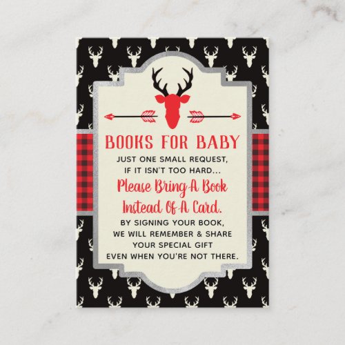 Bring A Book Card Woodland Deer Baby Shower Enclosure Card