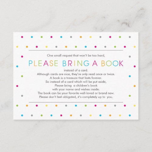 Bring a Book Color Dots Modern Clean Insert Card