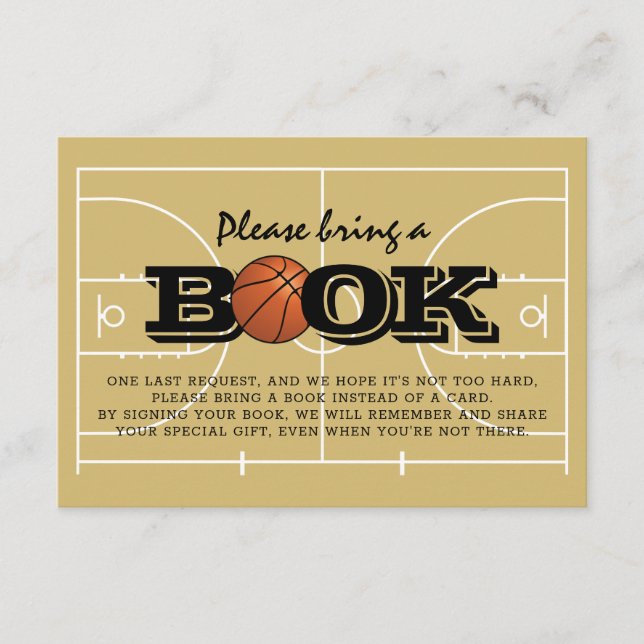 Bring a Book | Cool Basketball Baby Shower Enclosure Card (Front)