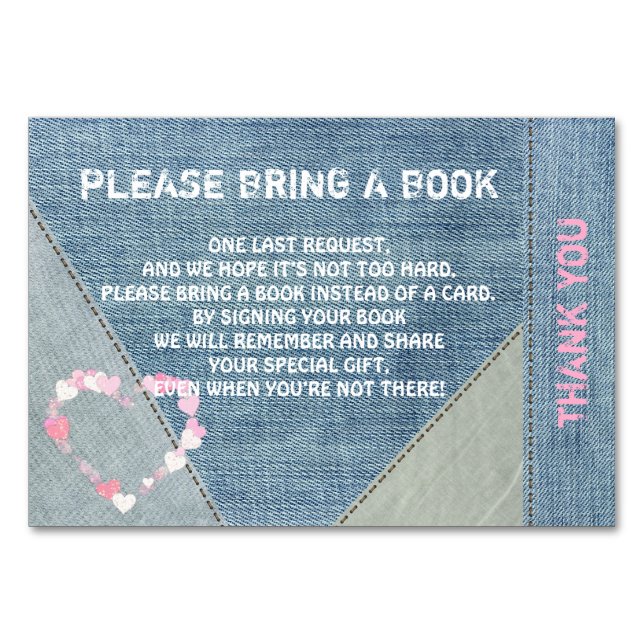 Bring a Book - Denim/Jeans Baby Shower Cards (Front)