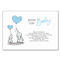Bring a Book - Elephant Blue BOY Baby Shower Table Number