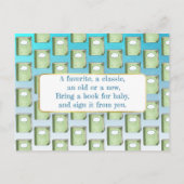 Bring a Book for Baby Baby Shower Card (Back)
