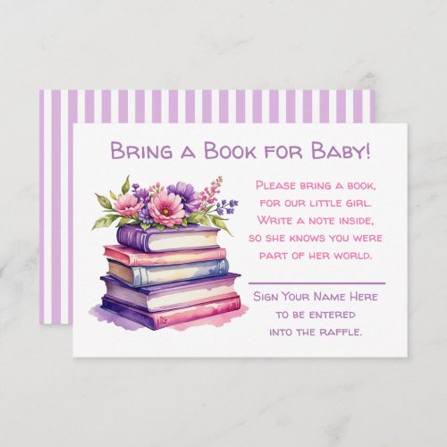 Bring a Book for Baby  Baby Shower  Enclosure Card