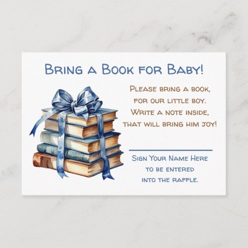 Bring a Book for Baby  Baby Shower  Enclosure Card