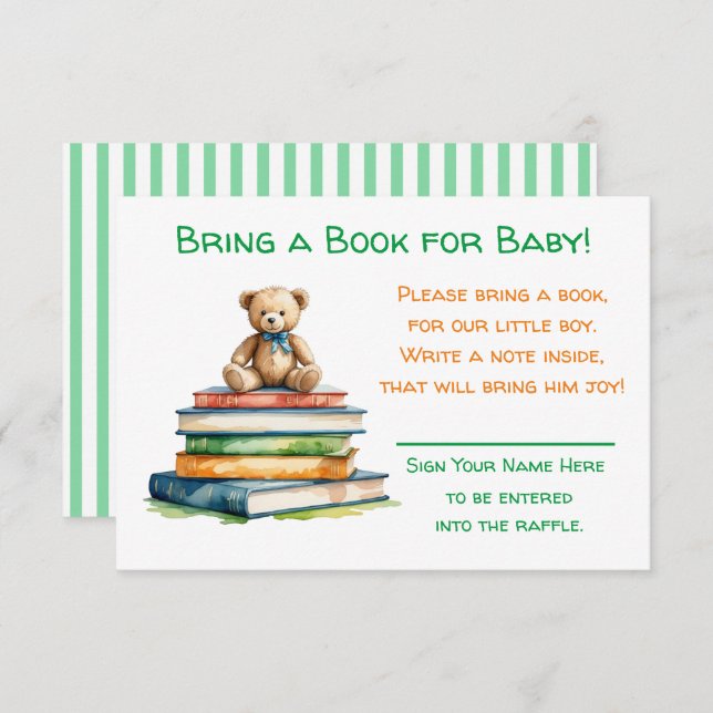Bring a Book for Baby | Baby Shower  Enclosure Card (Front/Back)