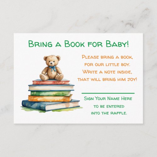 Bring a Book for Baby  Baby Shower  Enclosure Card