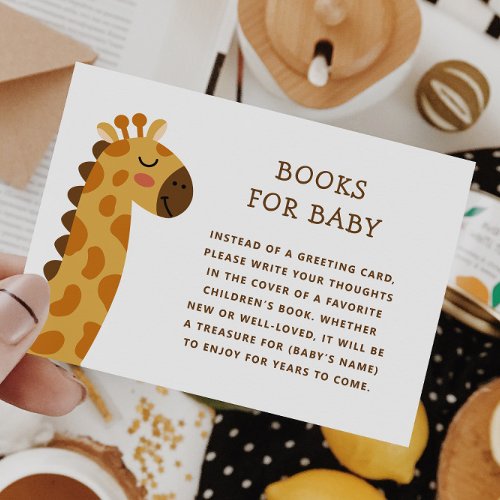 Bring a book for baby Cute safari giraffe animal Enclosure Card