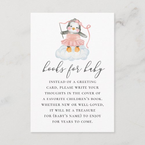Bring a book for baby girl Cute penguin animal Enclosure Card