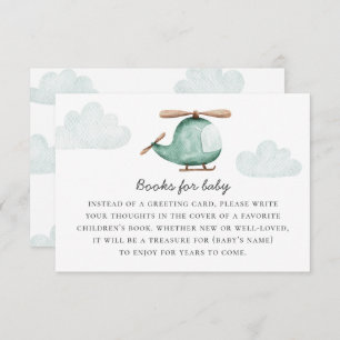 Bring a Book for Baby Shower Request Helicopter Enclosure Card