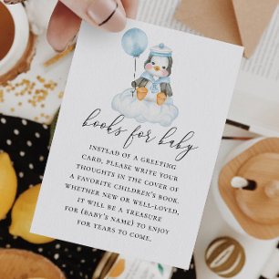 Bring a book for baby. Watercolor cute penguin Enclosure Card