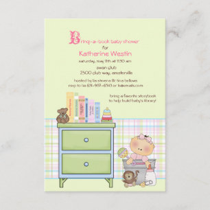 Bring A Book Girl Baby Shower Invitation