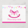 Bring a book - girl baby shower pink postcard
