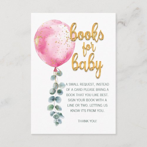 Bring A Book Gold Script Girl Baby Shower  Enclosure Card