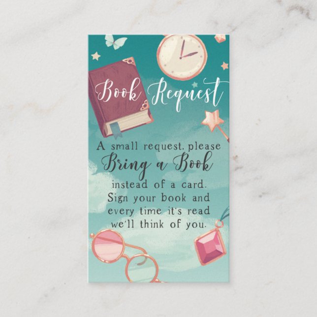 Bring a book instead of a card baby shower request (Front)