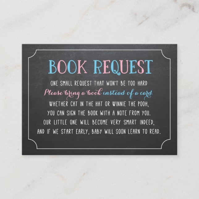 Bring a Book instead of a card, gender reveal Enclosure Card (Front)